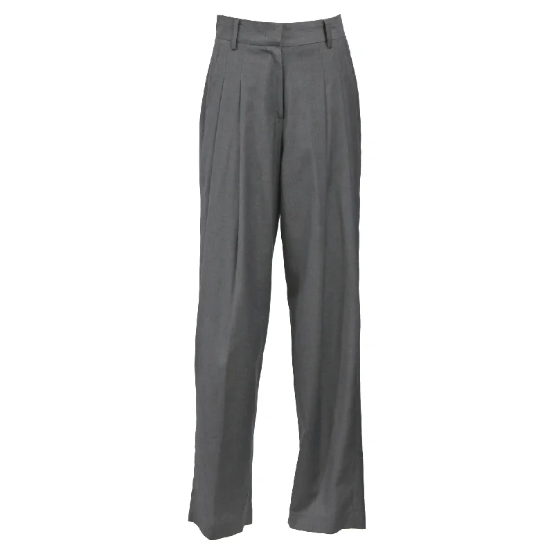 The Frankie Shop Wide Leg Trousers in Grey Wool