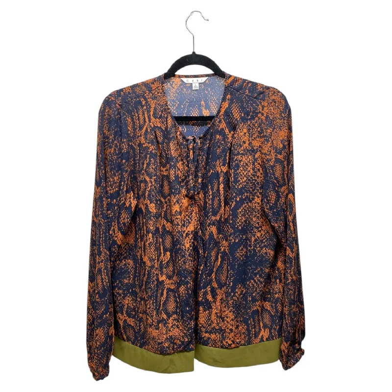 Top Long Sleeve By Cabi In Blue & Orange, Size: L