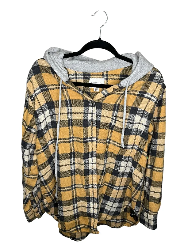 Top Long Sleeve By American Eagle In Plaid Pattern, Size: M