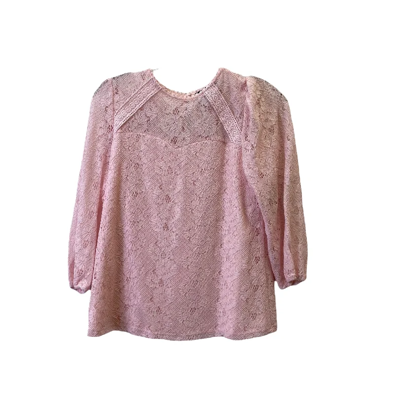 Pink Top 3/4 Sleeve By Cable And Gauge, Size: S