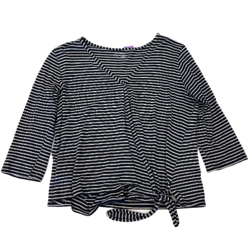 Top 3/4 Sleeve By Eddie Bauer In Striped Pattern, Size: L