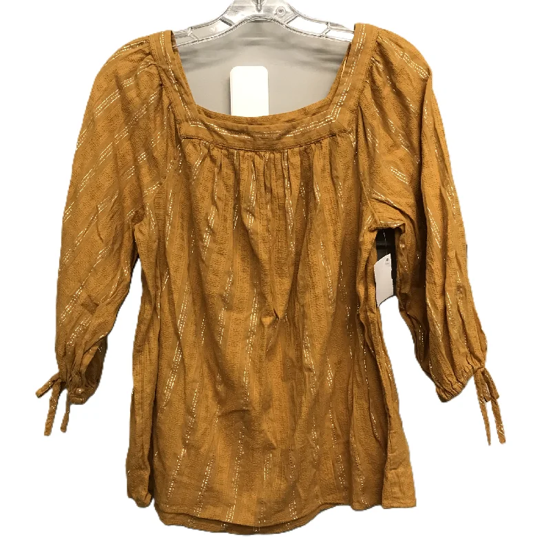 Top 3/4 Sleeve By Lc Lauren Conrad In Gold, Size: Xs