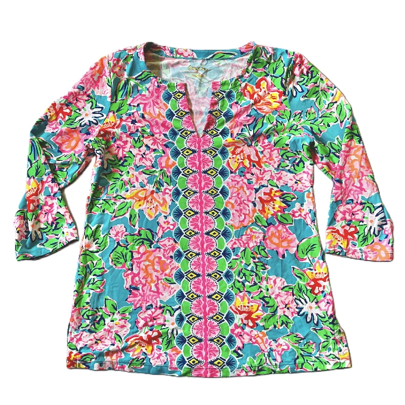 Tropical Print Top 3/4 Sleeve By Lilly Pulitzer, Size: S